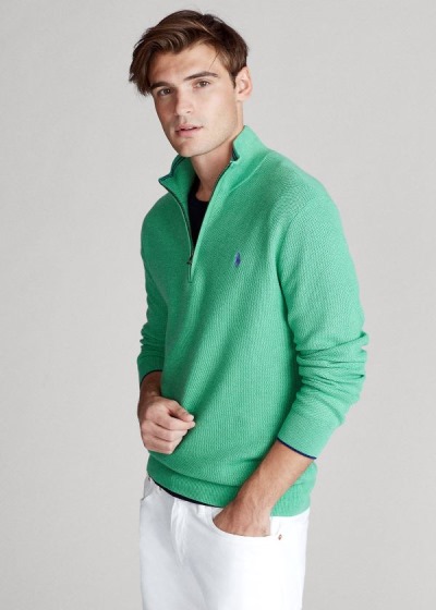 Sueter Polo Ralph Lauren Hombre Verdes - Cotton Half-Zip - GEJHA2590